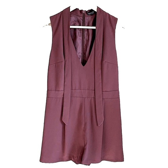 Topshop Front Tie Plunge Romper - Picture 2 of 8